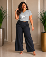 Very Durable "POSITIVITY" Plus Size Crop T-Shirt