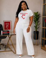 Very Durable "POSITIVITY" Plus Size Crop T-Shirt